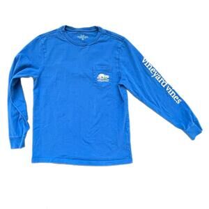 Vineyard Vines Child's Royal Blue Long Sleeve Logo Tshirt - M